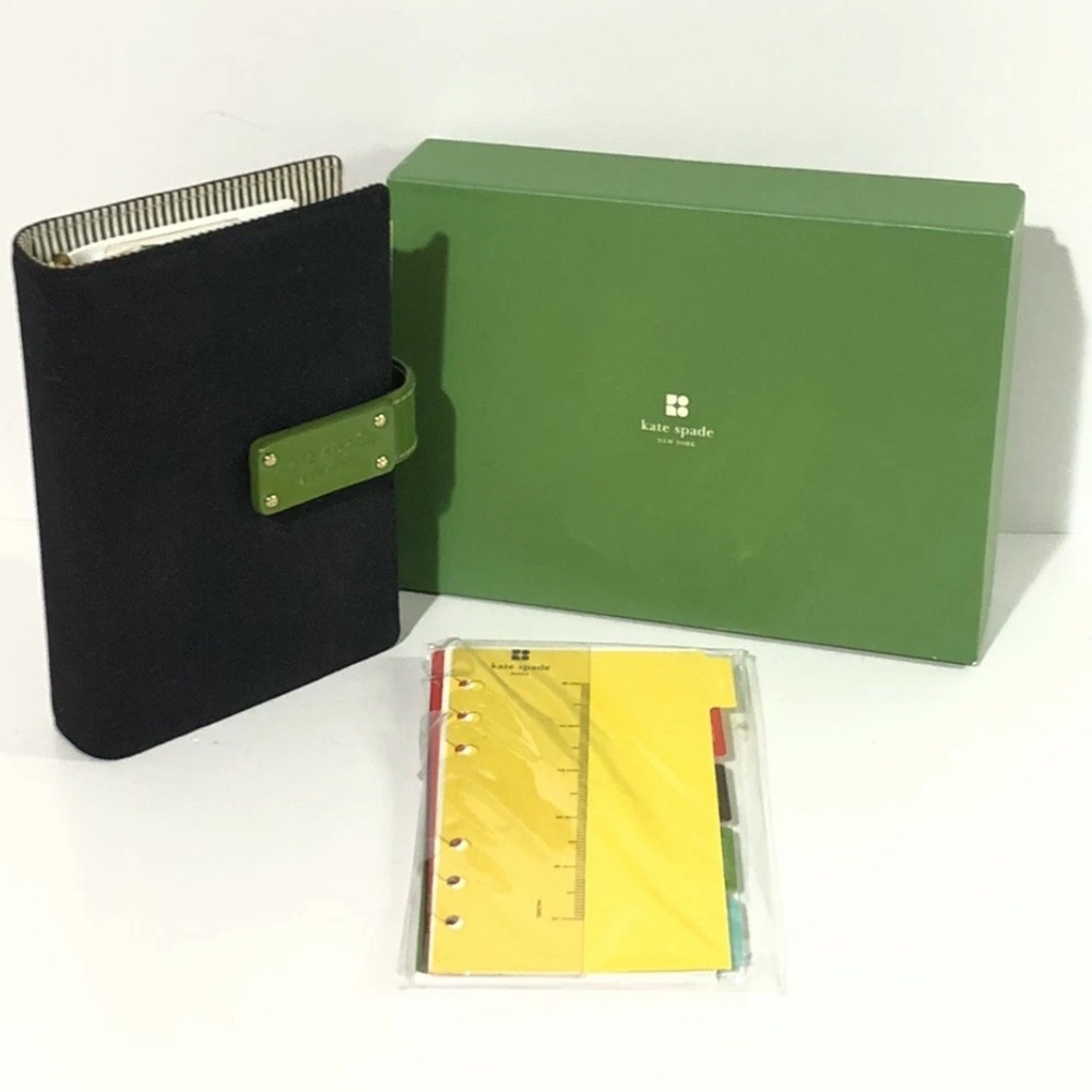 Kate Spade New York Canvas Leather Agenda Day Planner Organizer With Extras